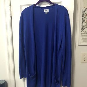Bright blue long cardigan from Old Navy